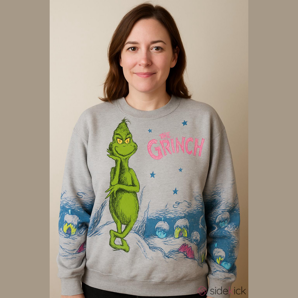 The Grinch Gray Pink Graphic Sweatshirt S